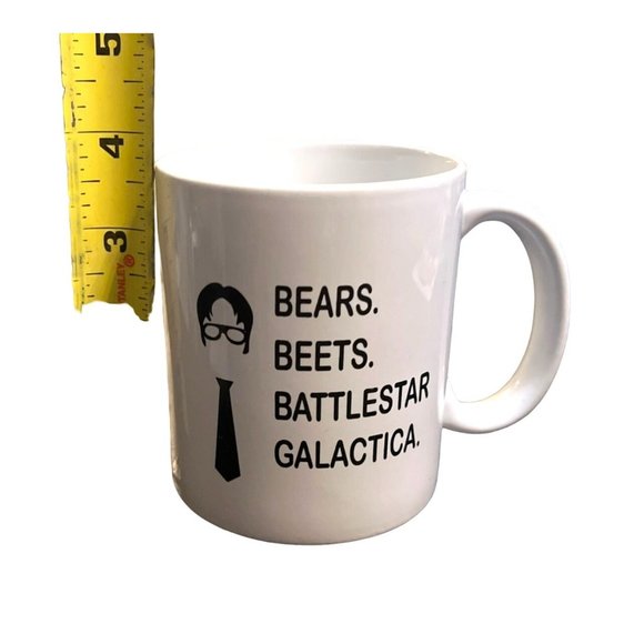 The Office Dwight Shrute Bears Beets Battlestar Galactica White Coffee Mug 3.75" - Picture 5 of 5